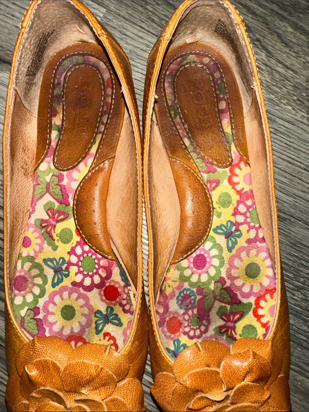 Born Adelisa leather flats tan floral toe women’s size 8 - Picture 3 of 14
